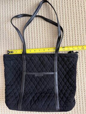 Vera Bradley Quilted Diamond Pattern Black Tote Purse